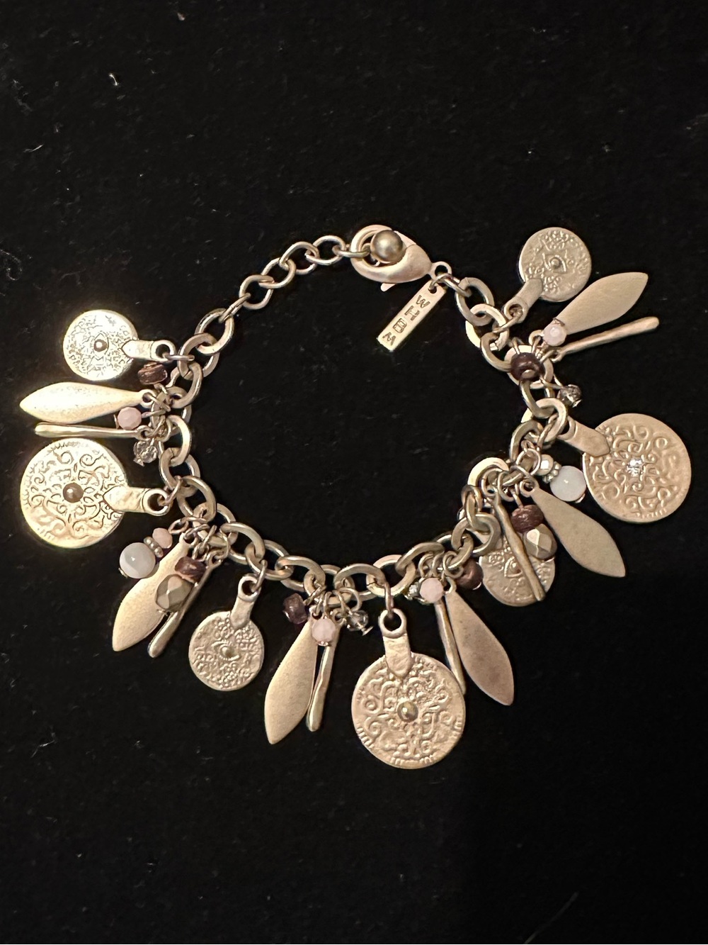 White House Black Market Gold-Tone Textured Disc Charm Bracelet